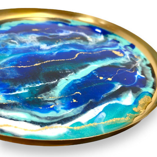 Tablett Resin - Shades of the ocean, Gold