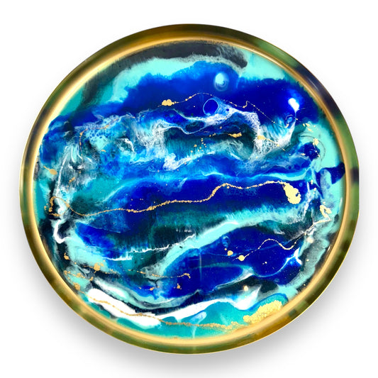 Tablett Resin - Shades of the ocean, Gold