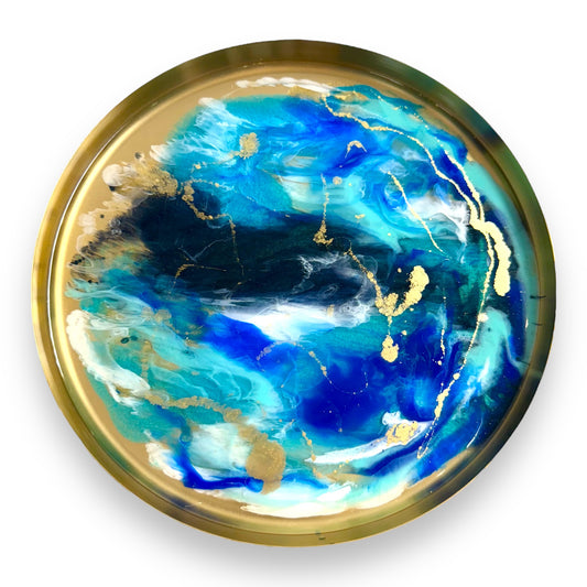 Tablett Resin - Shades of the ocean, Gold