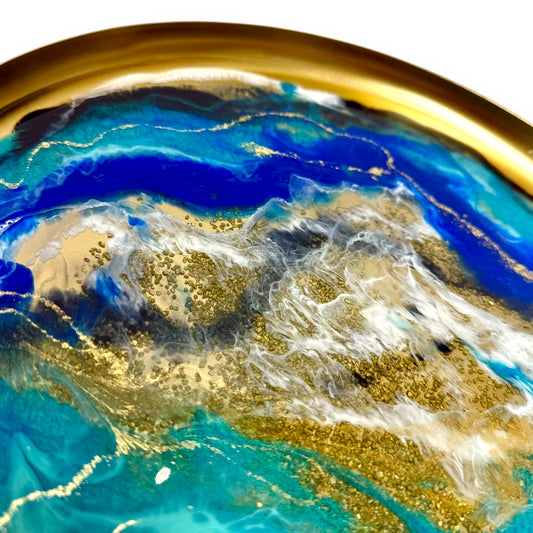 Tablett Resin - Shades of the ocean, Gold
