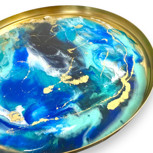 Tablett Resin - Shades of the ocean, Gold