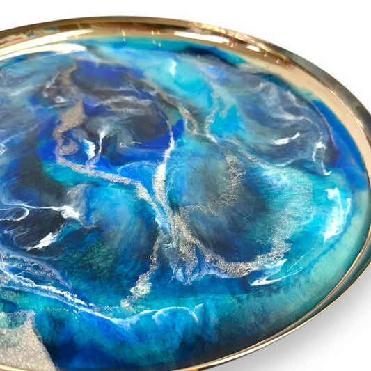 Tablett Resin - Shades of the ocean, silber