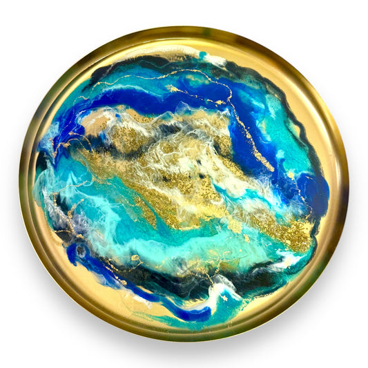 Tablett Resin - Shades of the ocean, Gold