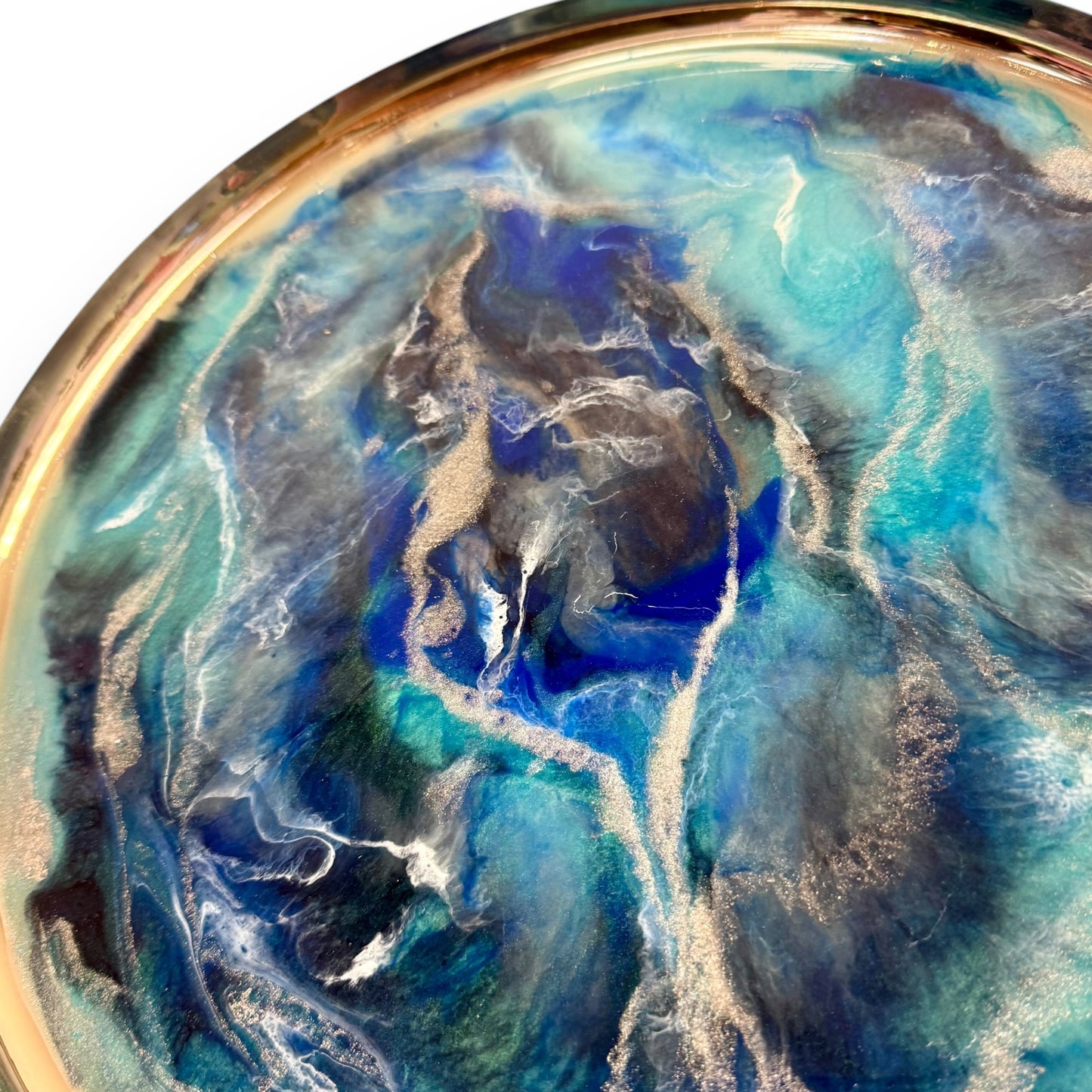 Tablett Resin - Shades of the ocean, silber