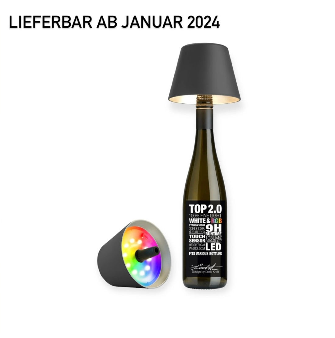 Top 2.0 LED RGBW-Akku-Flaschenleuchte, anthrazit