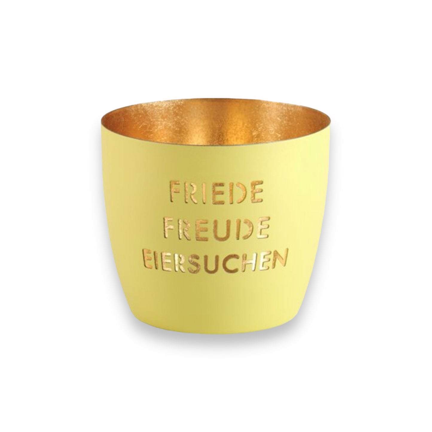 Madras Windlicht - Friede, Freude, Eiersuchen, gelb