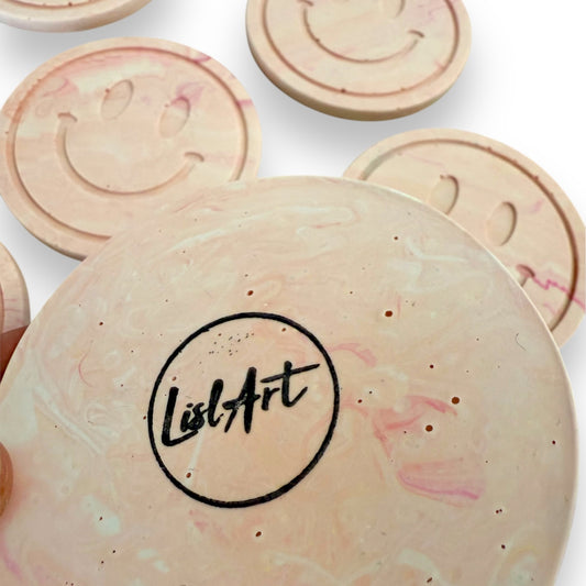 Jesmonite Untersetzer Smile, 6er Set - Berry Marble