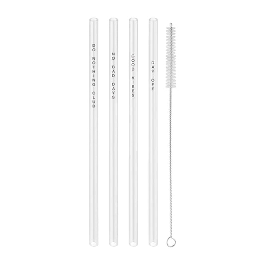 Glas-Strohhalme, 4er Set - Quotes
