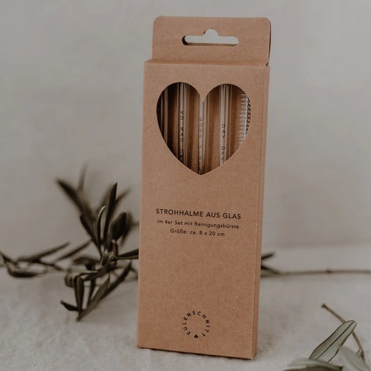 Glas-Strohhalme, 4er Set - Quotes