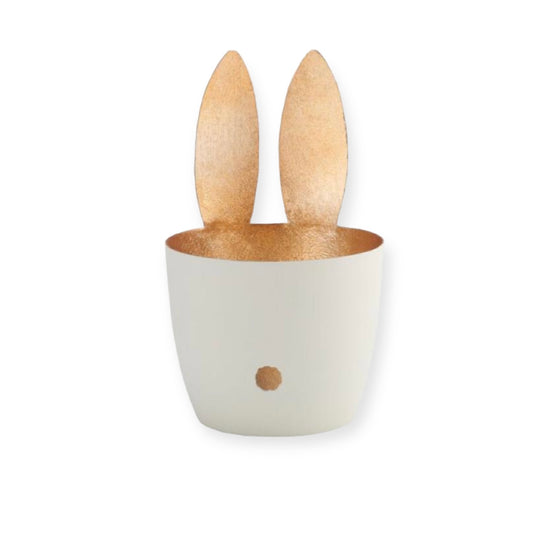 Madras Windlicht - Hase, weiß