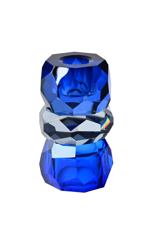 Kerzen- / Teelichthalter, Kristallglas, blau