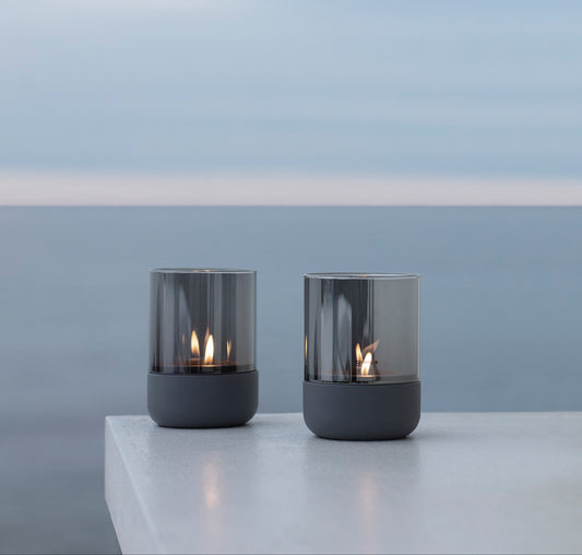 CALMA 2er Set Windlichter S, Grey