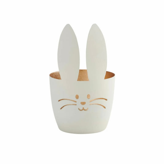 Madras Windlicht - Hase, weiß