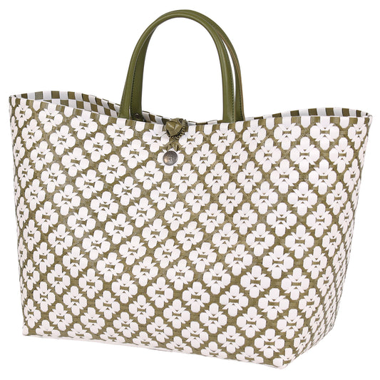 Motif Bag Shopper - olive & white