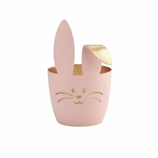 Madras Windlicht - Hase, rosa