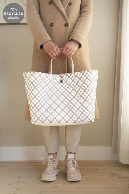 Motif Bag Shopper - copper blush & white