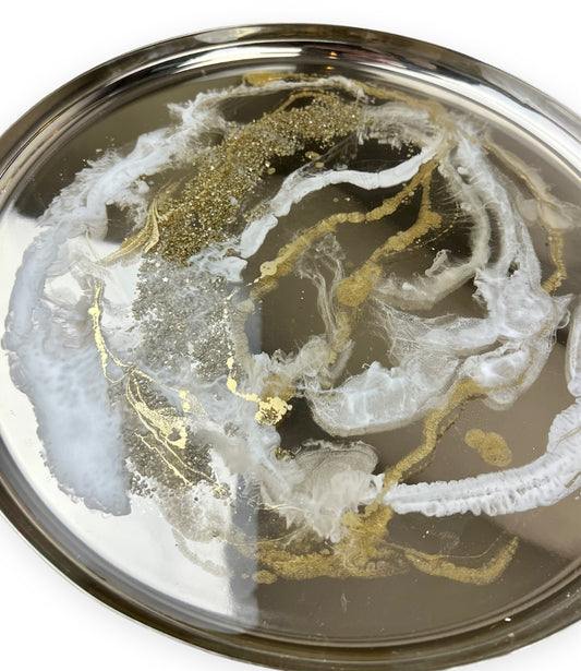 Tablett Resin - Shine bright, silber