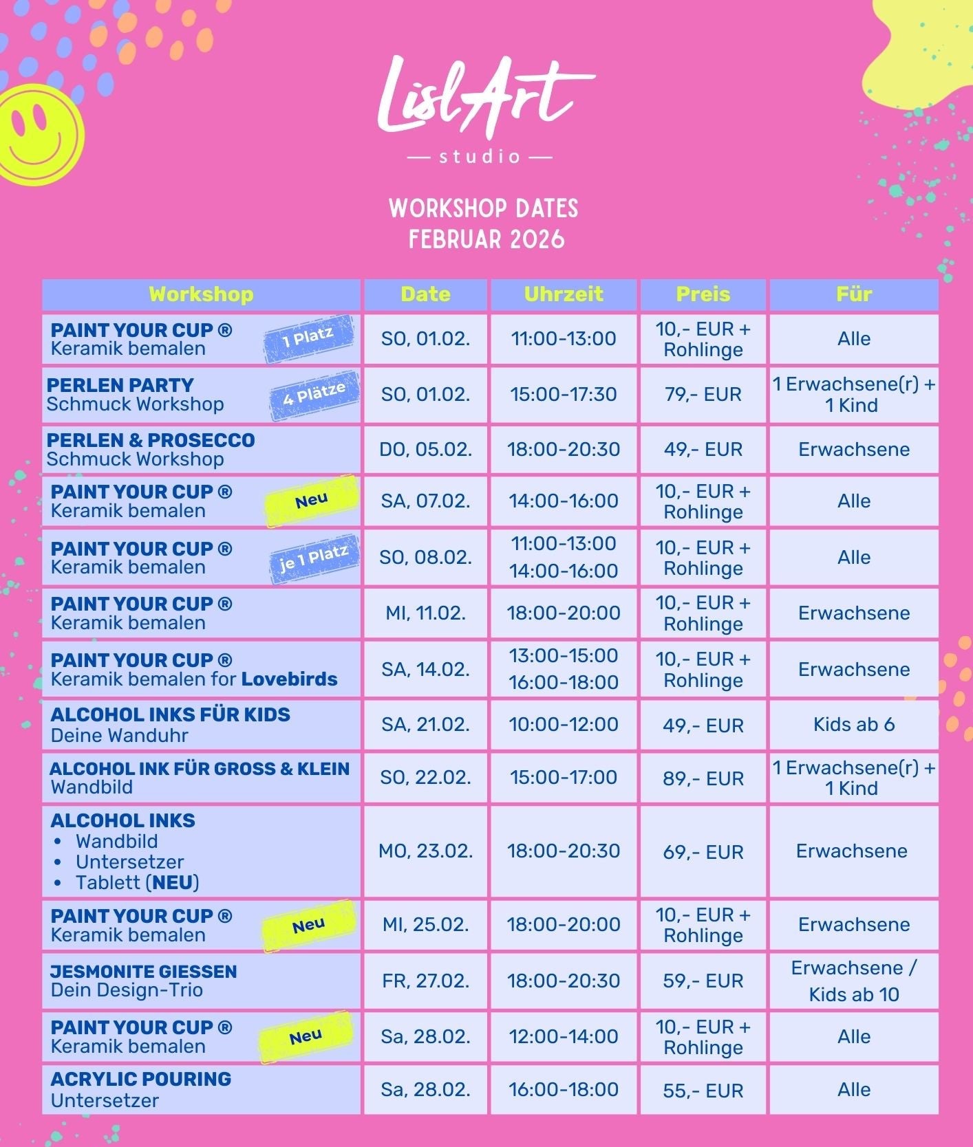 Workshop Termine Februar 2026 Aschaffenburg