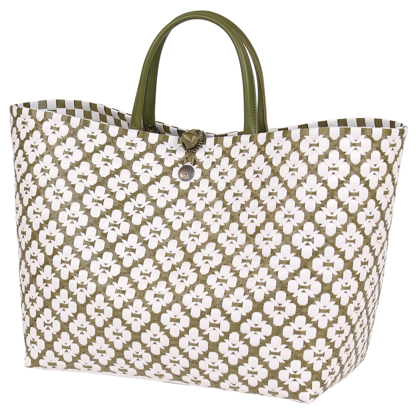 Motif Bag Shopper - olive & white
