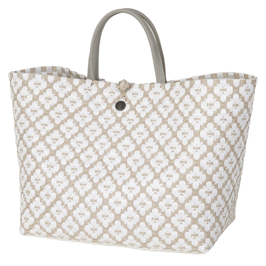Motif Bag Shopper - pale grey & white